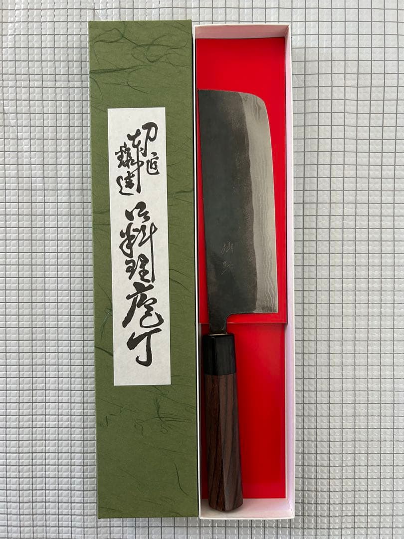 仙助 包丁 菜切 菜切包丁 165mm 安来鋼青紙２号 紫檀シノギ柄 ②