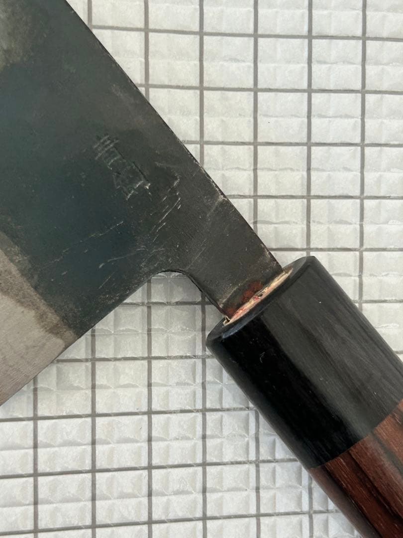 仙助 包丁 菜切 菜切包丁 165mm 安来鋼青紙２号 紫檀シノギ柄 ②