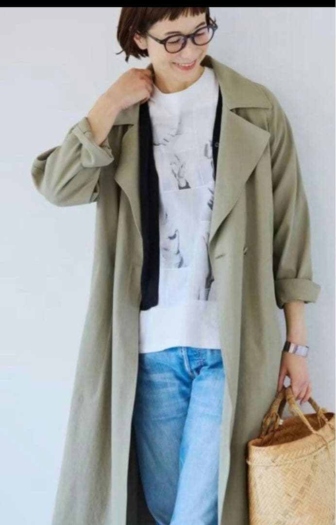 【未使用】香奈子さんとつくった着回し頼れるコート/ライトカーキ