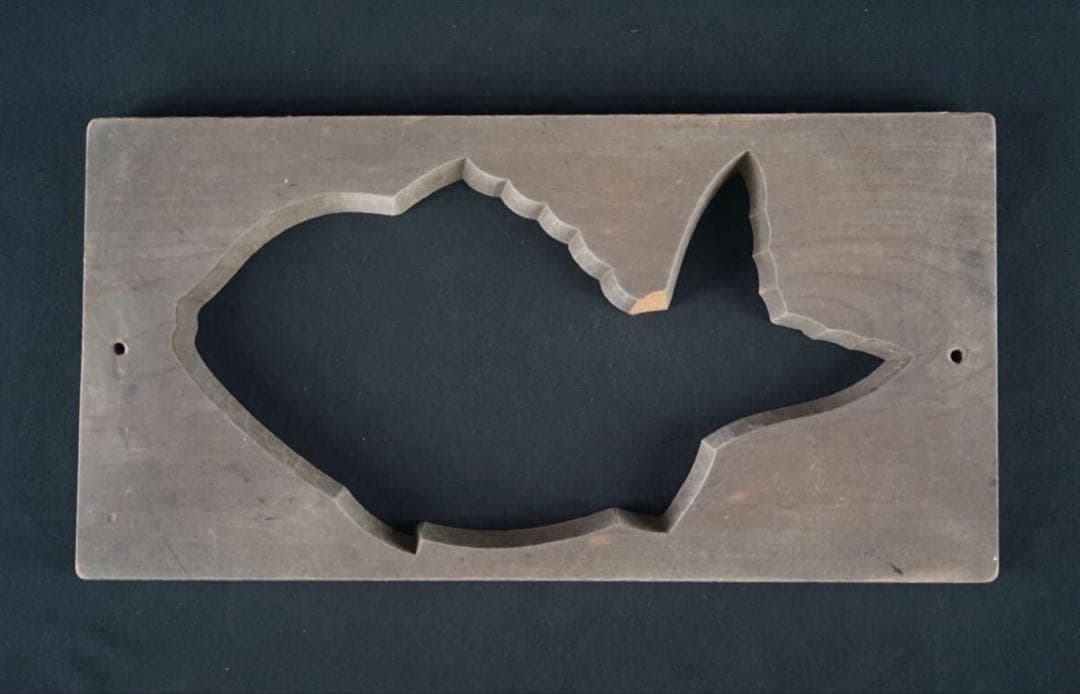 菓子型 特大型の鯛 タイ 細密37.3×19.1cm和菓子古道具アンティーク木彫