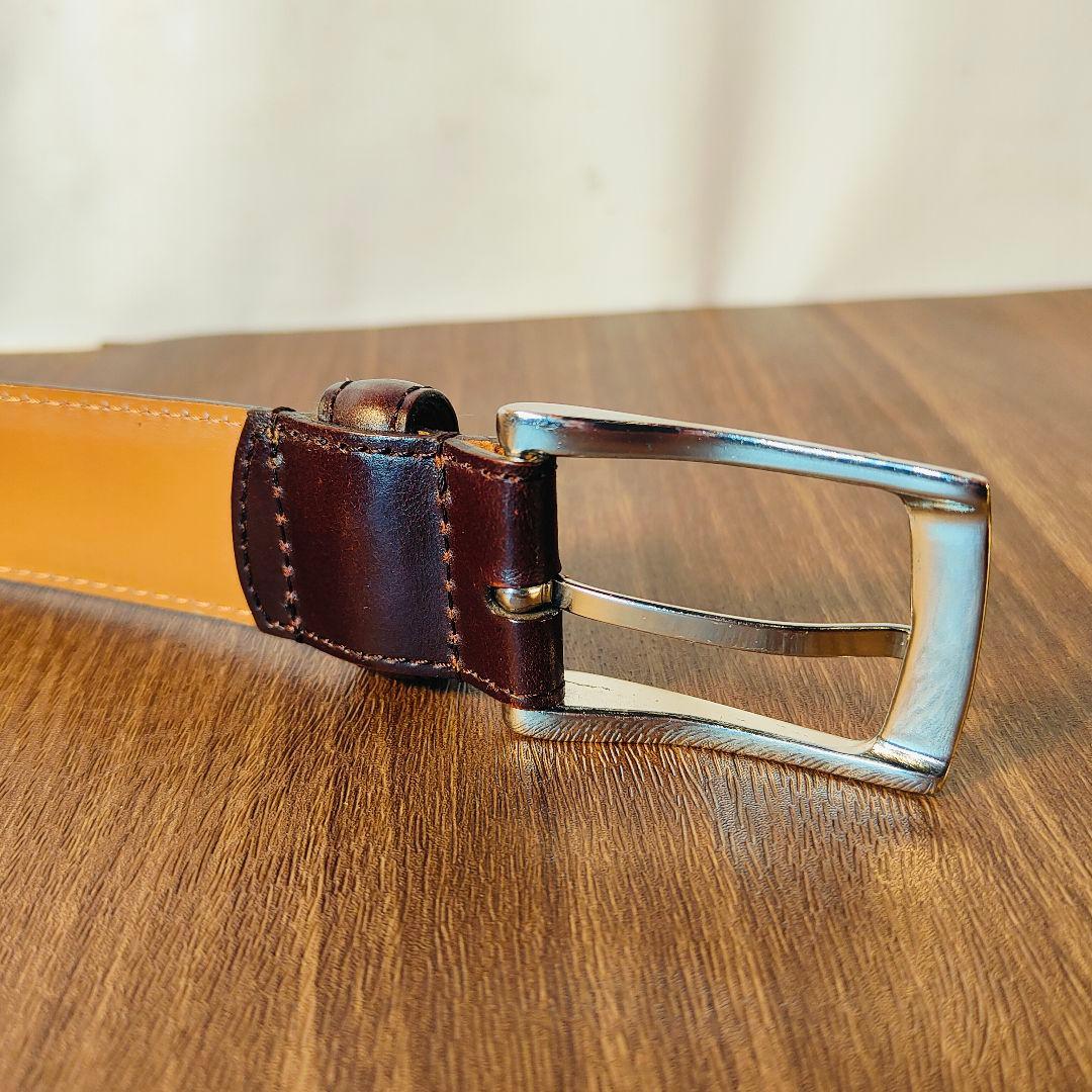 【極艶極上品】【コードバン】ユナイテッドアローズ 3枚繋バーガンディドレスベルト