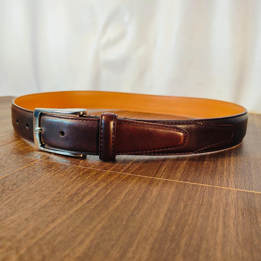 【極艶極上品】【コードバン】ユナイテッドアローズ 3枚繋バーガンディドレスベルト