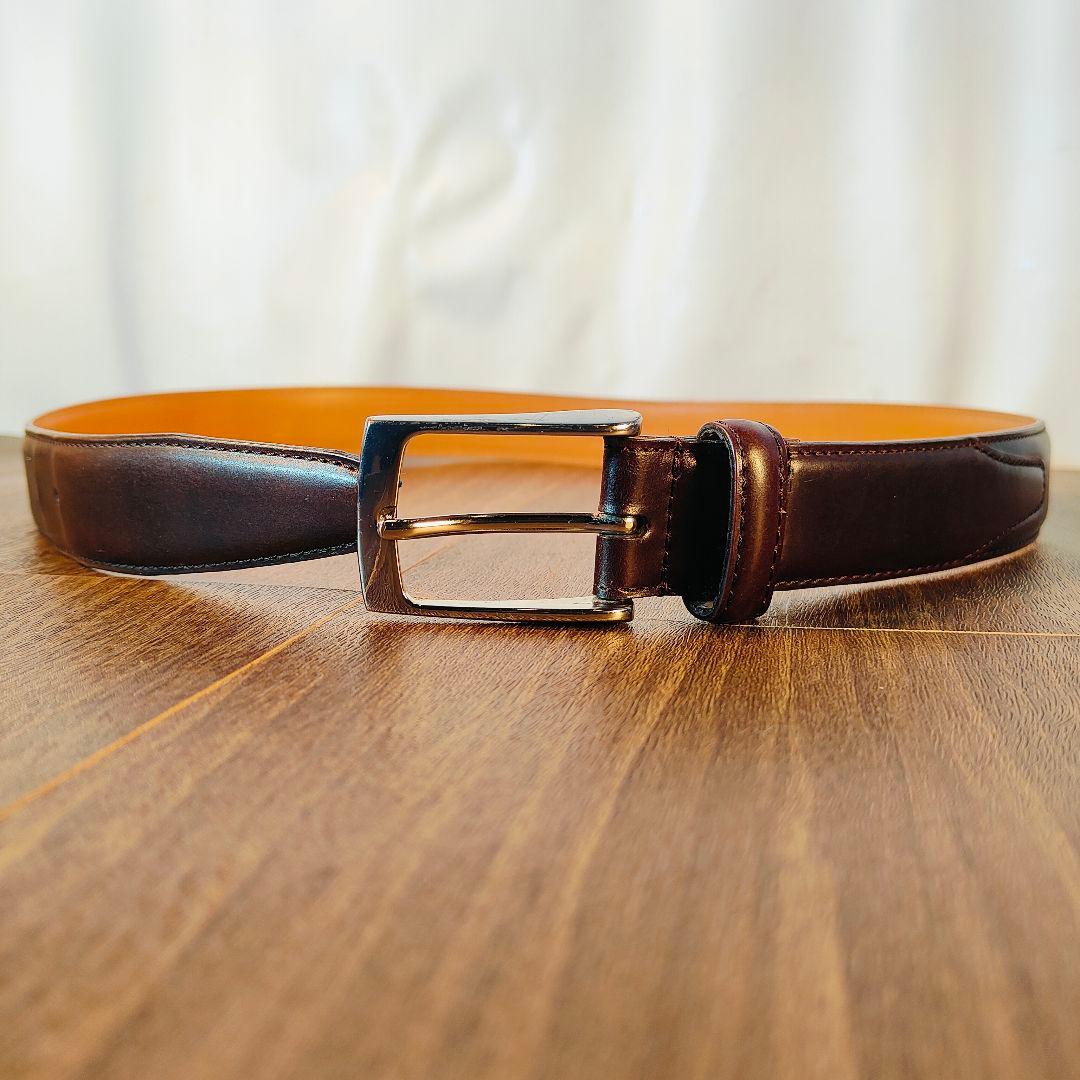 【極艶極上品】【コードバン】ユナイテッドアローズ 3枚繋バーガンディドレスベルト