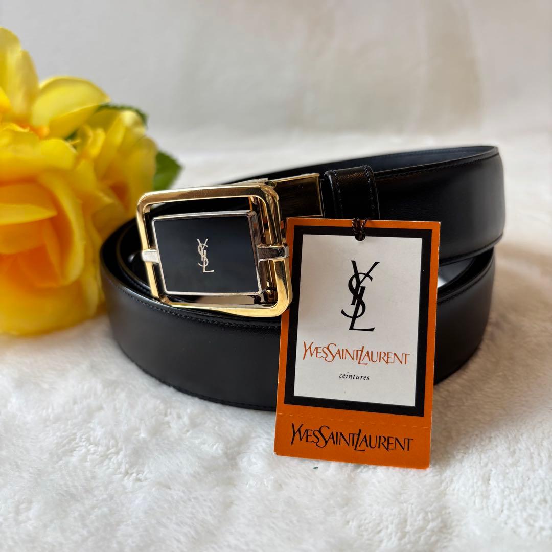 未使用✨イヴサンローランYSL ロゴ レザー ベルト メンズ