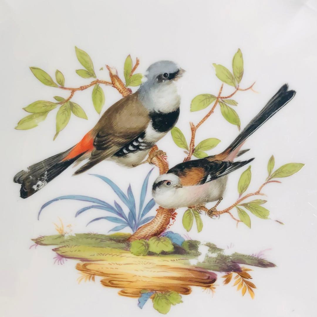 Meissenマイセン/※極珍品 1級品 上級背面装飾 鳥昆虫　飾り皿　プレート