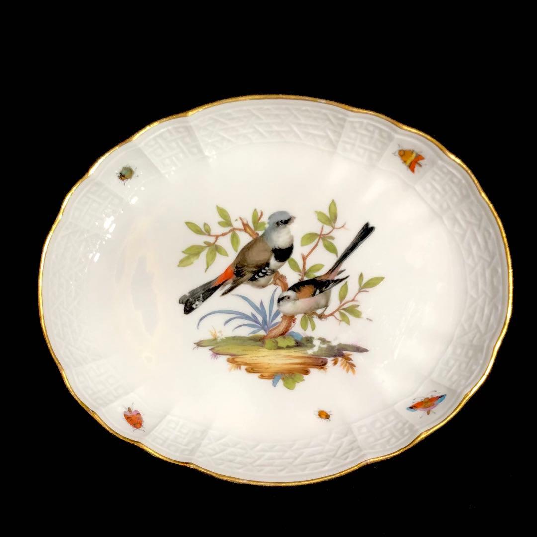 Meissenマイセン/※極珍品 1級品 上級背面装飾 鳥昆虫　飾り皿　プレート
