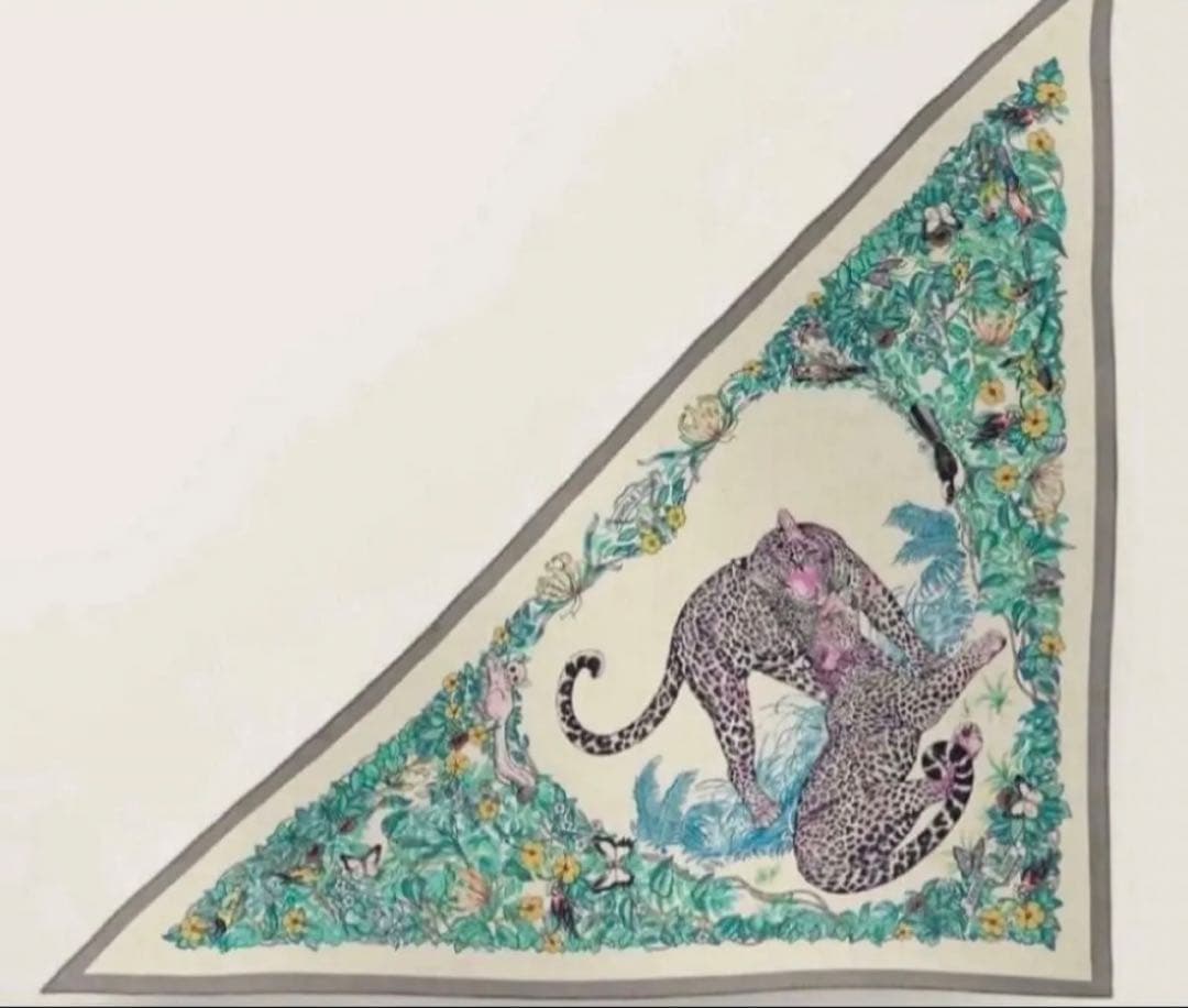 格安☆エルメス☆トライアングルジェアン☆ジャングルラブ☆カシシル☆カシミヤシルク