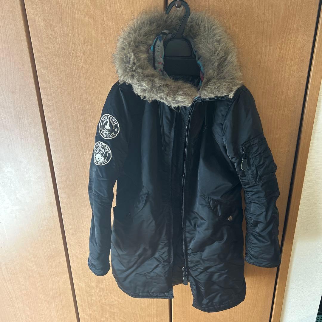 ヒステリックグラマー ヒスガール ワッペン フード付きロングコート プリマロフト