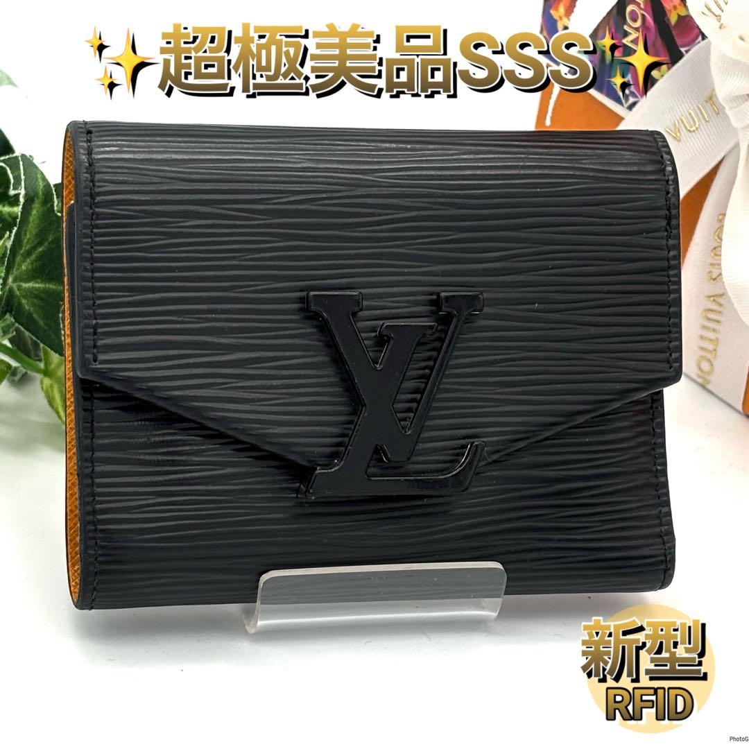【超美品】ルイヴィトン エピ ヴィクトリーヌ 新型 三つ折り財布 ブラック 黒