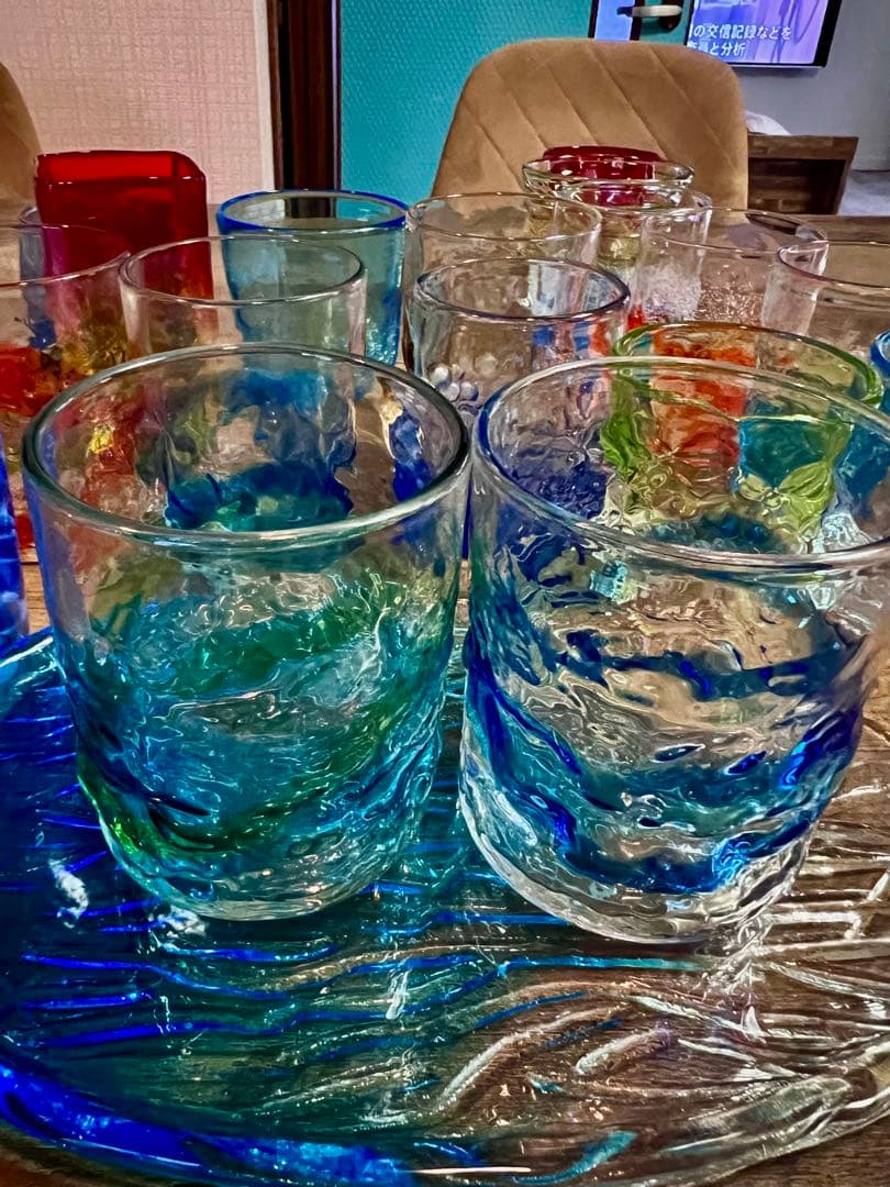 琉球グラス　琉球ガラス　吹きグラス　沖縄コップ　ハンドメイド　セット　大量