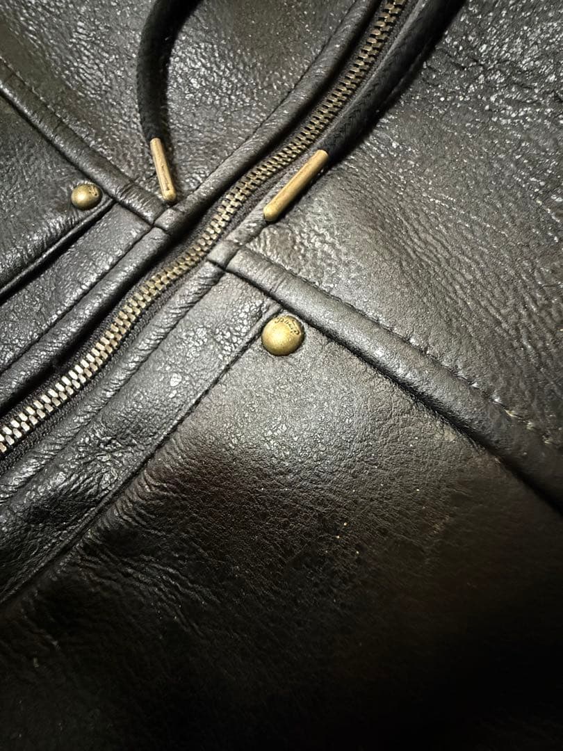 ZARA フェイクレザー　フーディージャケット