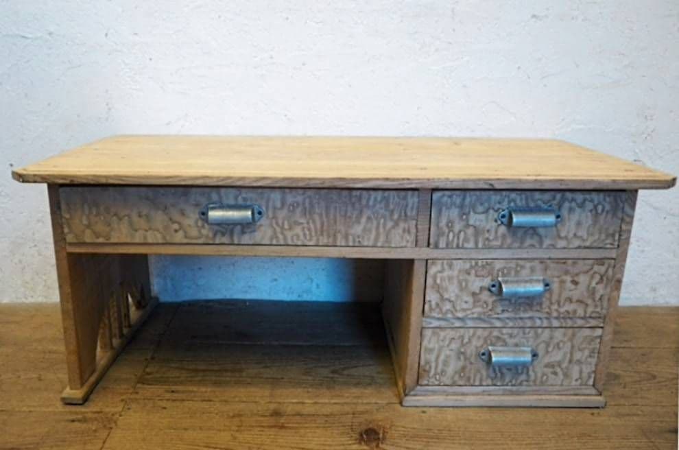 1071 アンティーク ロータイプの片袖机　テーブル　陳列台　収納棚　レトロ