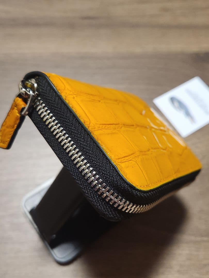 【イエローダイヤモンド】実物撮影クロコダイル ラウンドファスナー コンパクト財布