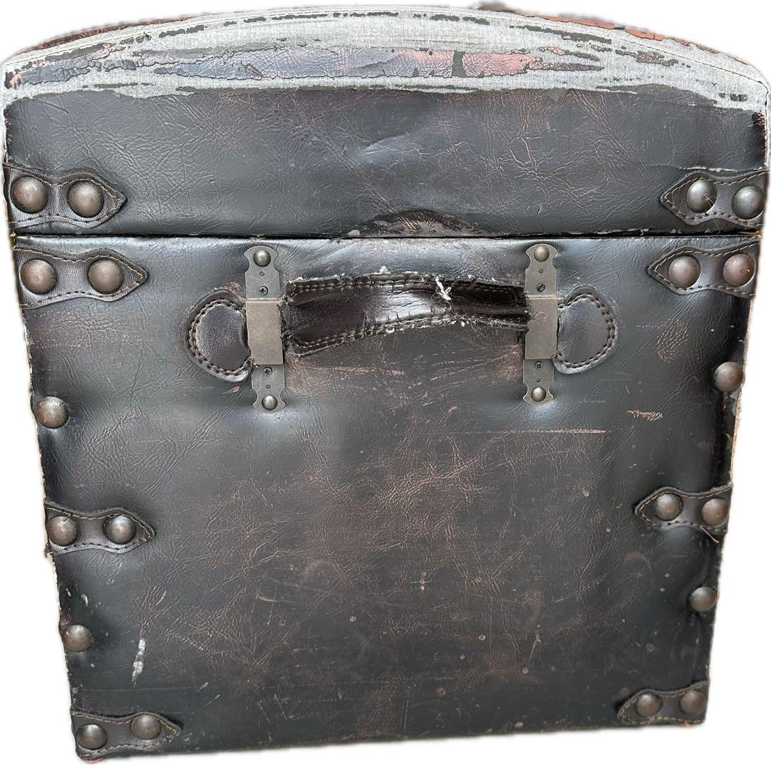 収納 スツール オットマン おもちゃ箱 宝箱 椅子 レザー　アンティーク　レトロ