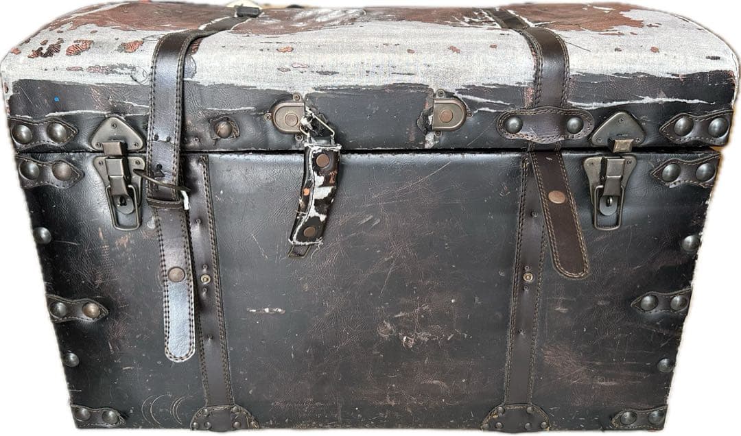 収納 スツール オットマン おもちゃ箱 宝箱 椅子 レザー　アンティーク　レトロ