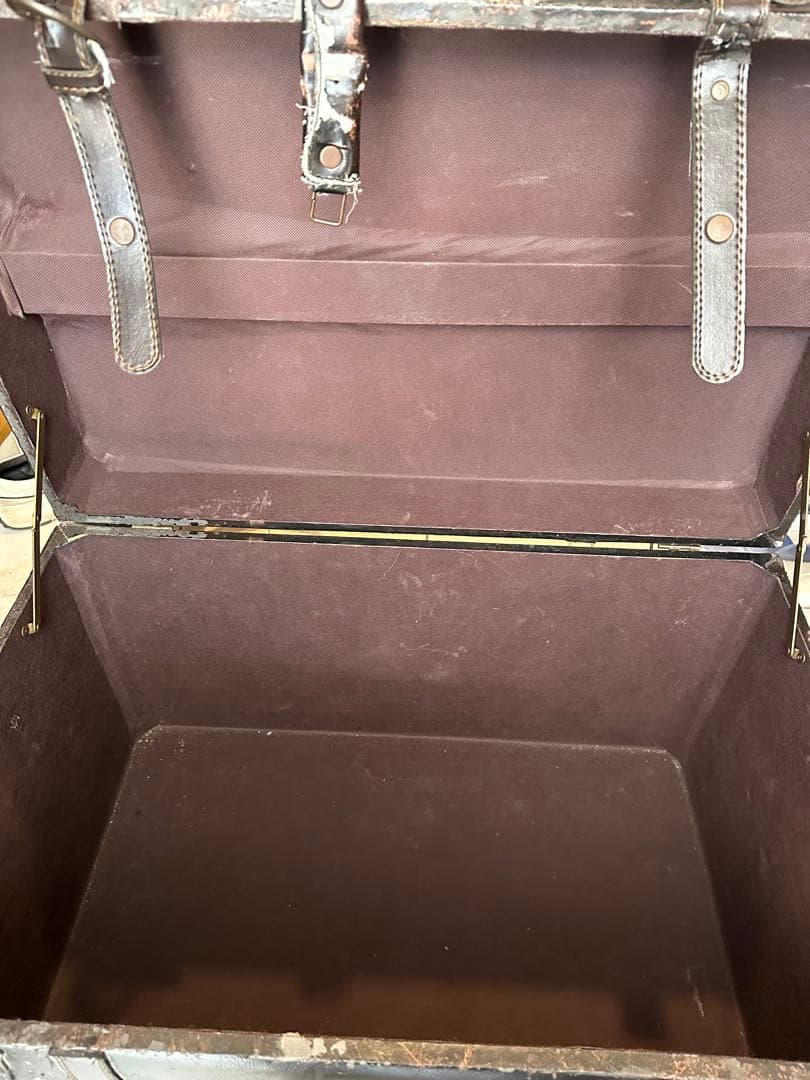 収納 スツール オットマン おもちゃ箱 宝箱 椅子 レザー　アンティーク　レトロ