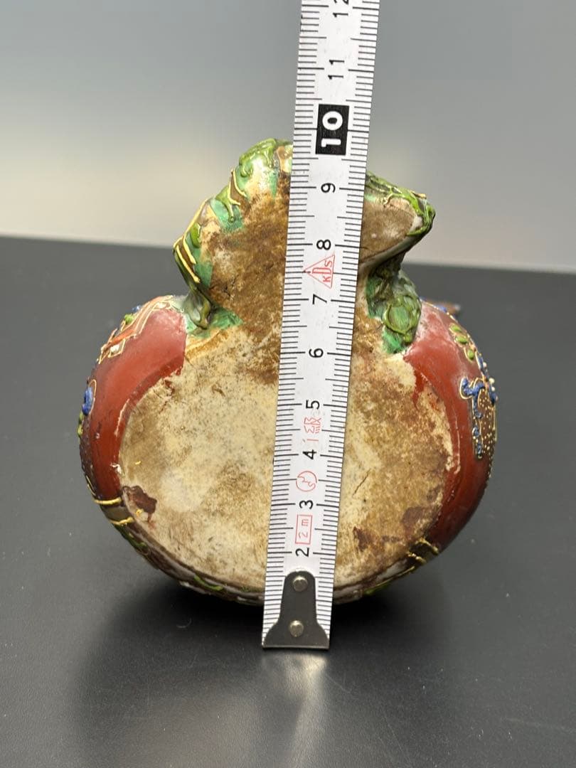 古九谷造 金襴手 金彩色絵細密絵付 布袋像 古陶磁製 薩摩焼 骨董品 古美術品