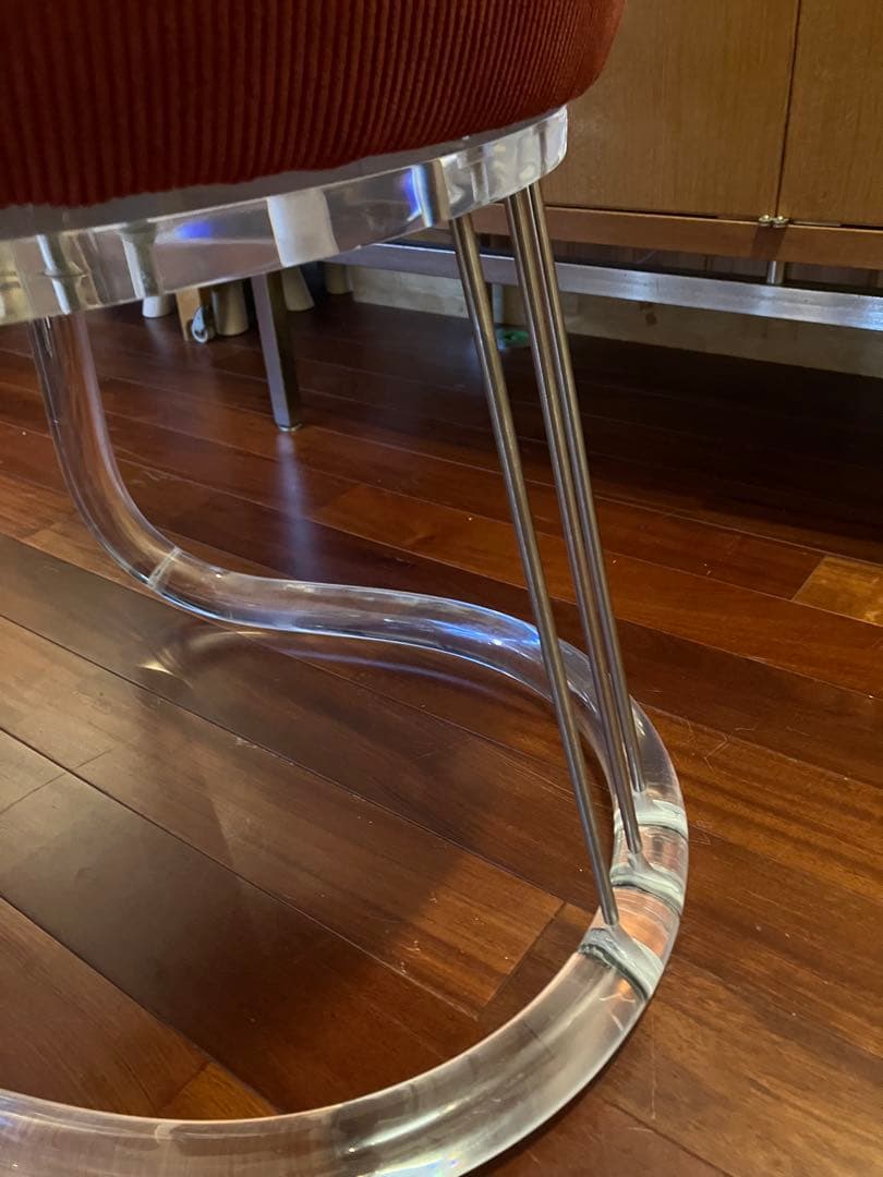 ミッドセンチュリー　ビンテージ　チェア　椅子　コーデュロイ　赤系　ポストモダン