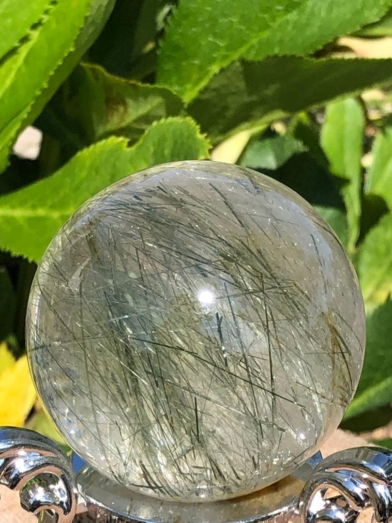 ✨51mm 超レア　❤️グリーン　ルチル 丸玉 スフィア 水晶 パワーストーン