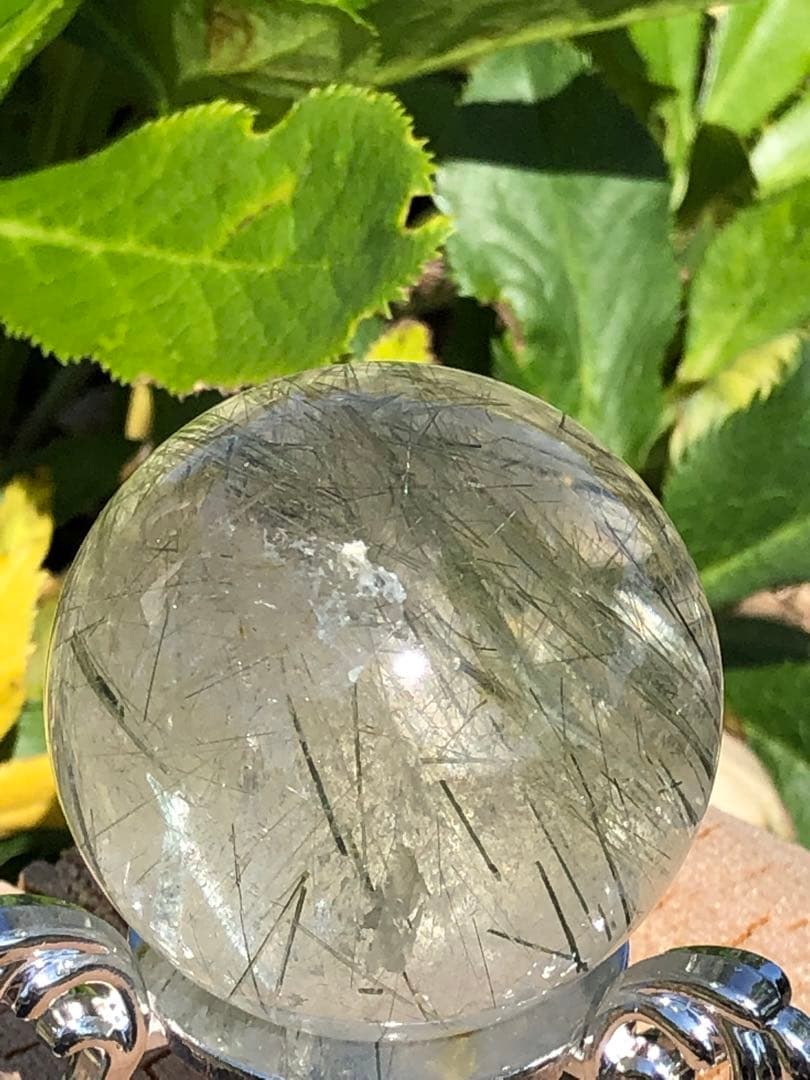 ✨51mm 超レア　❤️グリーン　ルチル 丸玉 スフィア 水晶 パワーストーン