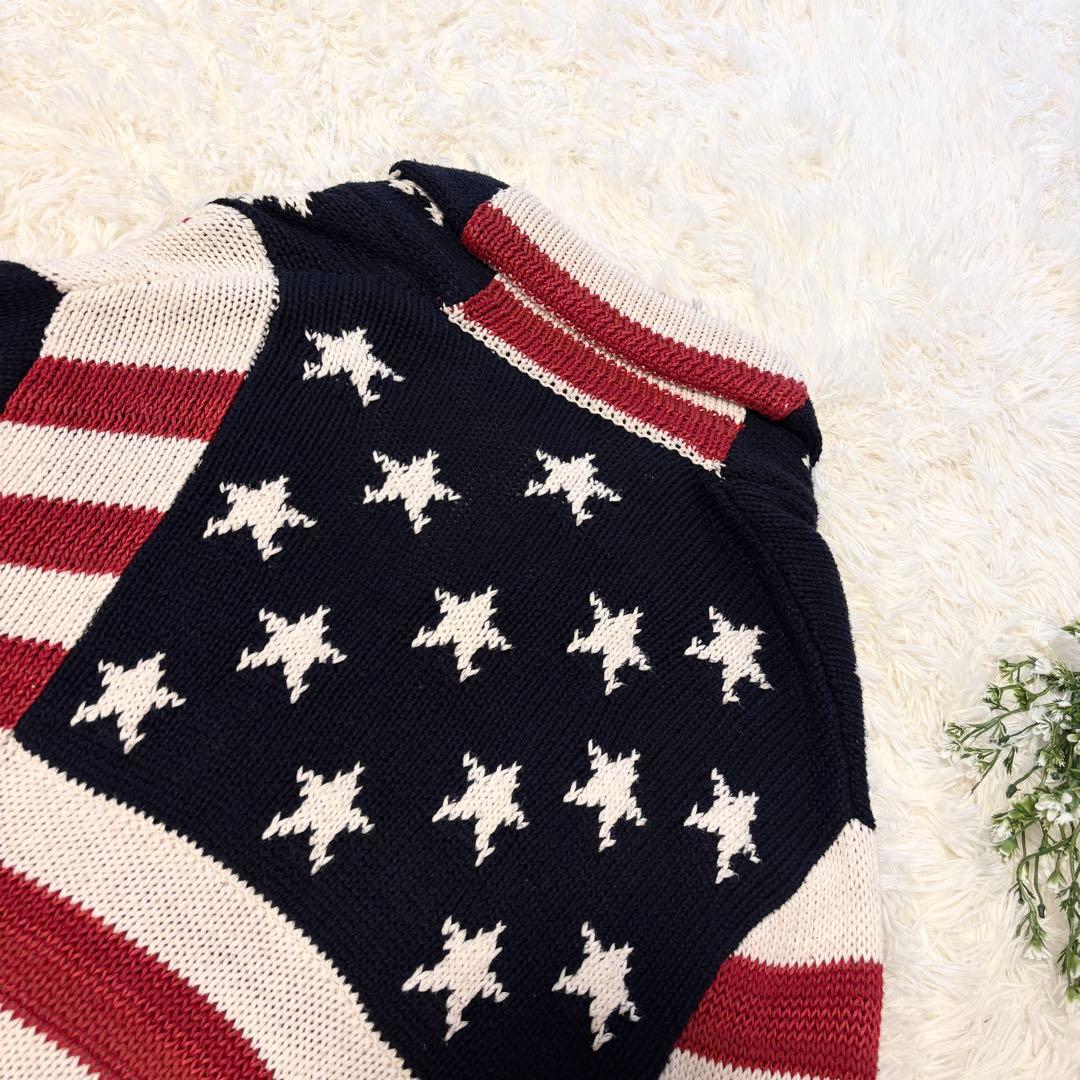 【超希少✨シルク×麻×カシミヤ混✨】POLO 星条旗ショールカラー カーディガン