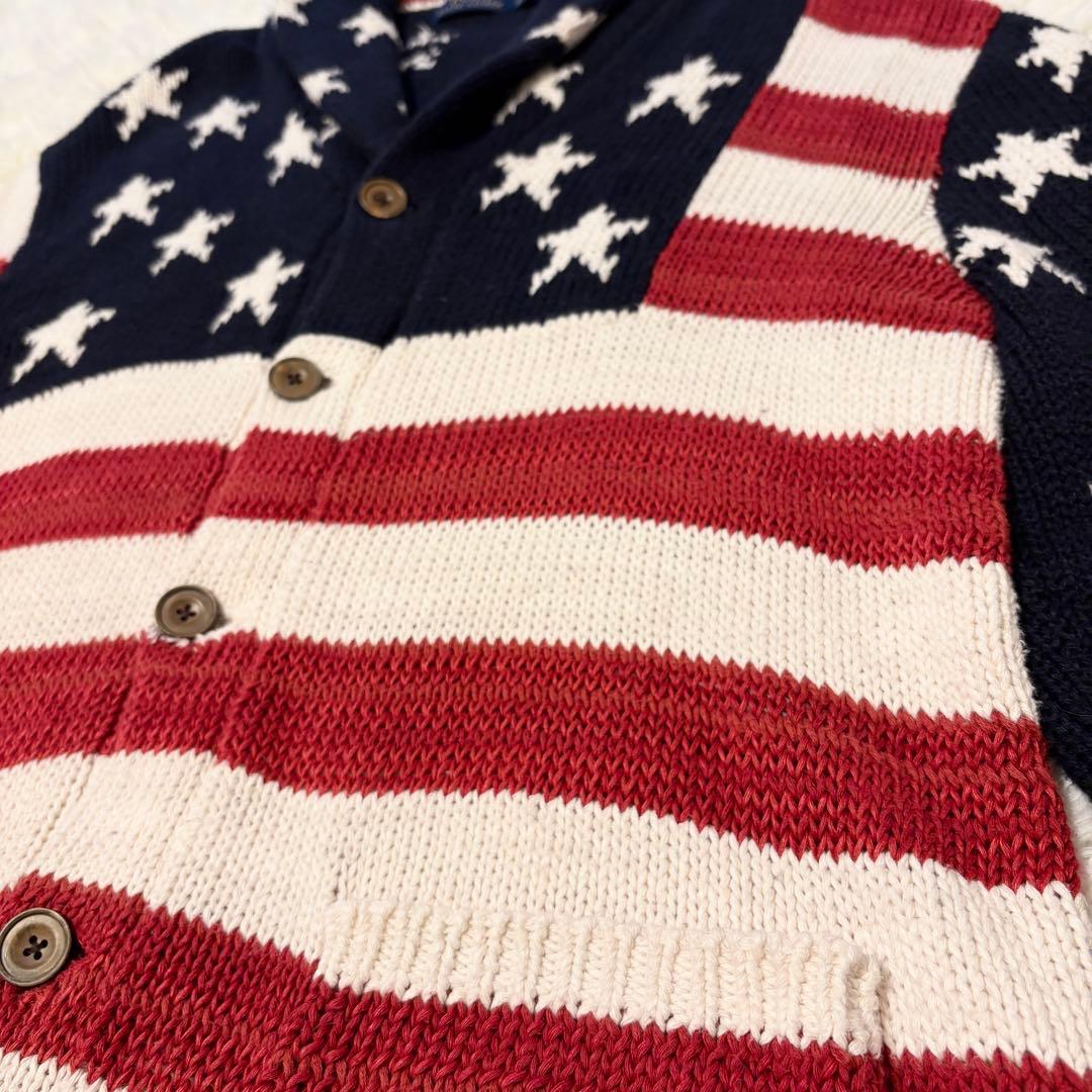 【超希少✨シルク×麻×カシミヤ混✨】POLO 星条旗ショールカラー カーディガン