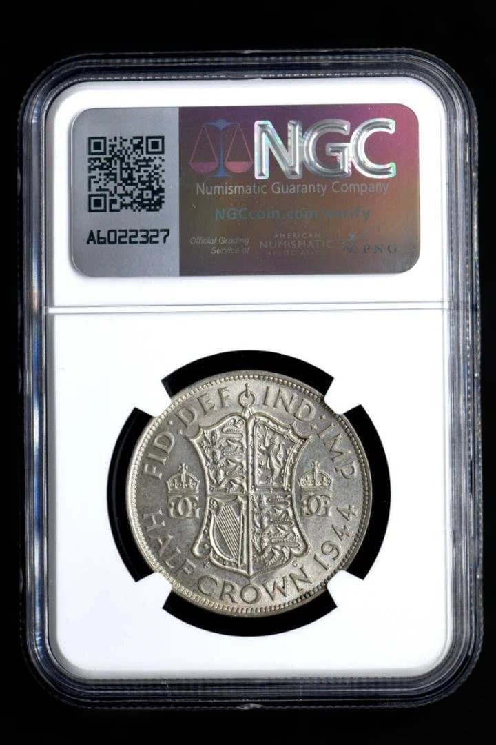⭐️【NGC MS63】1944 イギリス 1/2Crown 銀貨 シルバー
