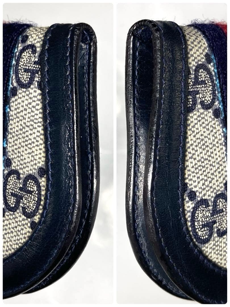 良品　GUCCI グッチ　オールドグッチ　シェリーライン　ケース　ネイビー