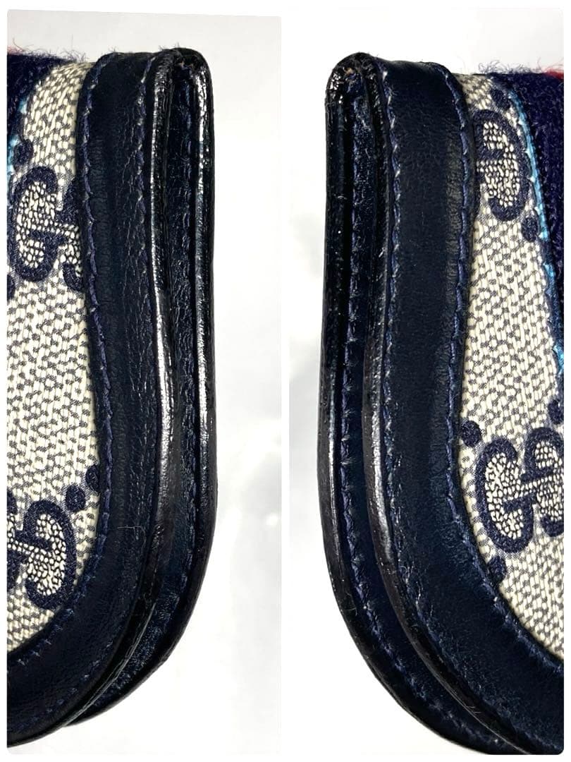 良品　GUCCI グッチ　オールドグッチ　シェリーライン　ケース　ネイビー