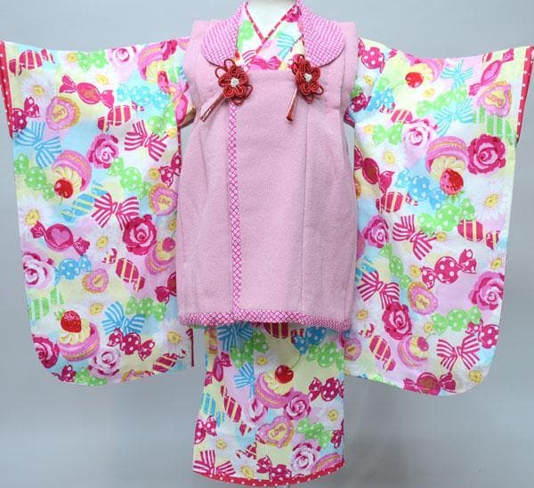七五三 三歳 女児 被布 着物 フルセット 松田聖子 ピンク系 お仕立て無料