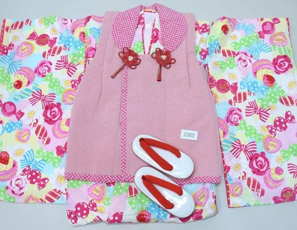 七五三 三歳 女児 被布 着物 フルセット 松田聖子 ピンク系 お仕立て無料