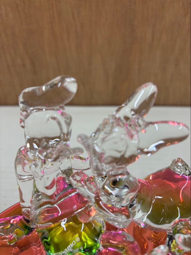 ディズニー ドナルドダック&ディジー クリスタル　台座 ミラー付き