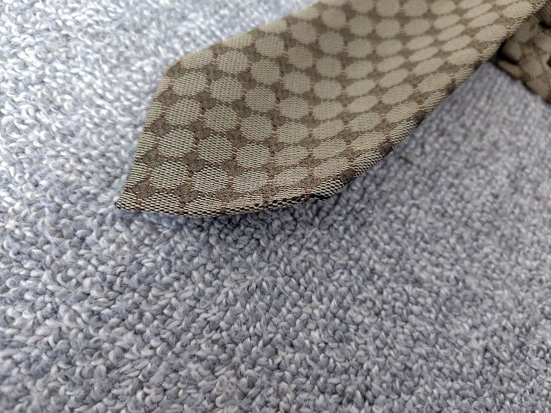 新品 GUCCI ネクタイ ゴールド GGチェック シェリーライン 箱付き