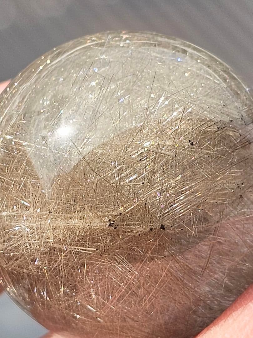 針が沢山入った‼️ブラジル産 プラチナシルバールチル 丸玉