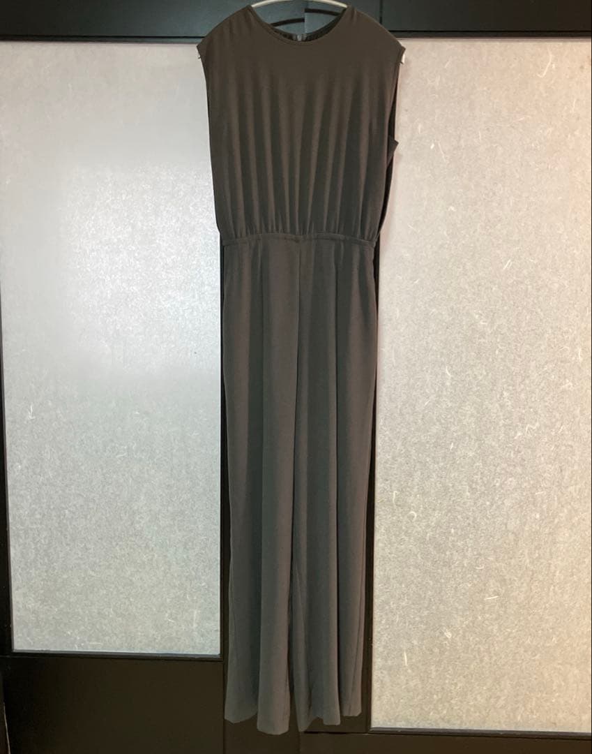 デプレ　ジャージーライクジョーゼット オールインワン36Mチャコールグレー