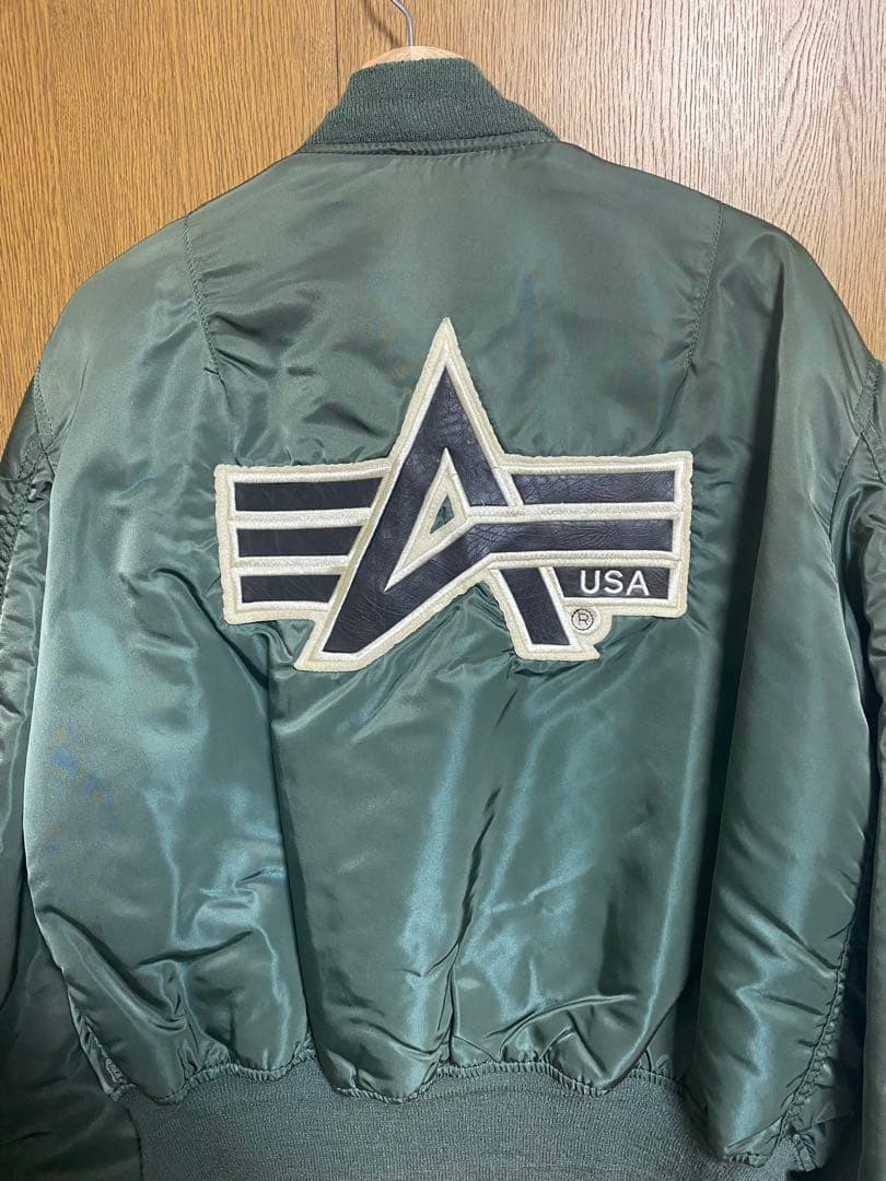 90s alpha ma-1 L USA製　グリーン　バックロゴ　ワッペン