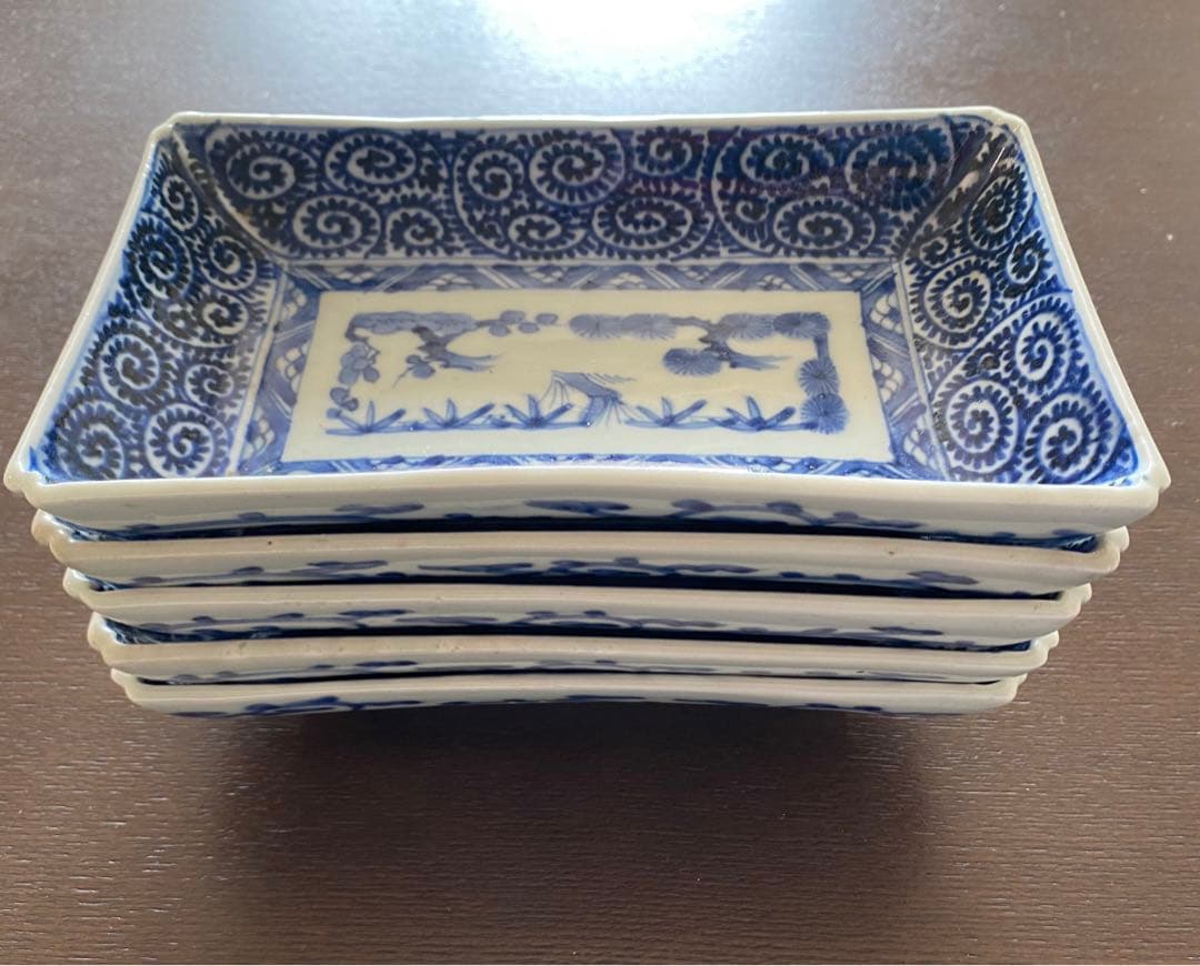 希少　古伊万里タコ唐草文長皿　5枚