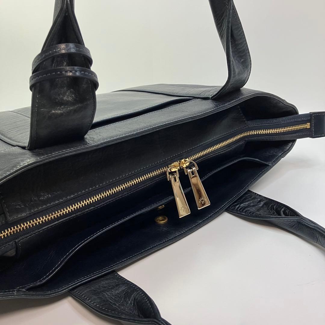 aniary アニアリ ネイビー レザー　トートバッグ 日本製 ビジネスバッグ