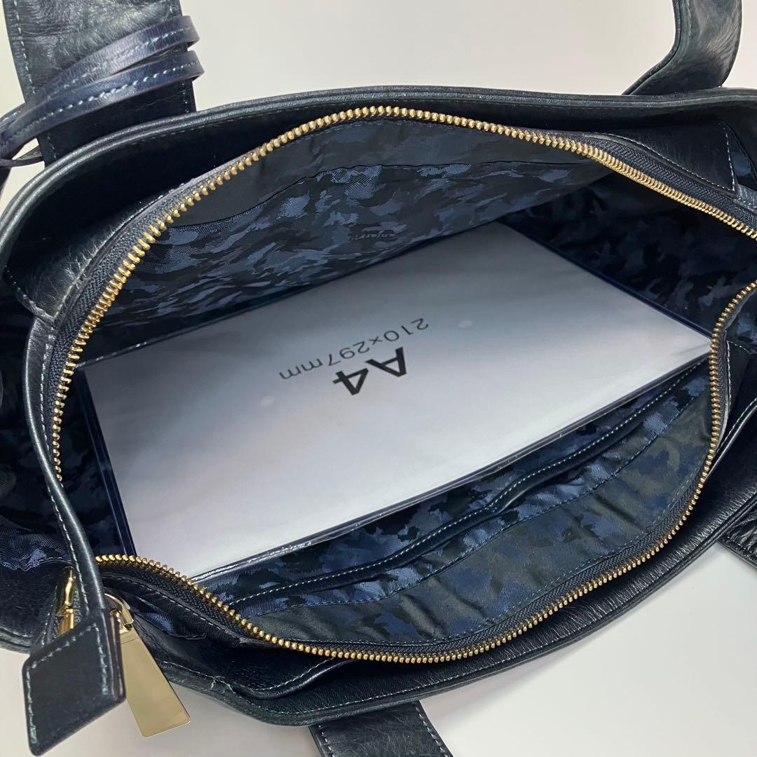 aniary アニアリ ネイビー レザー　トートバッグ 日本製 ビジネスバッグ