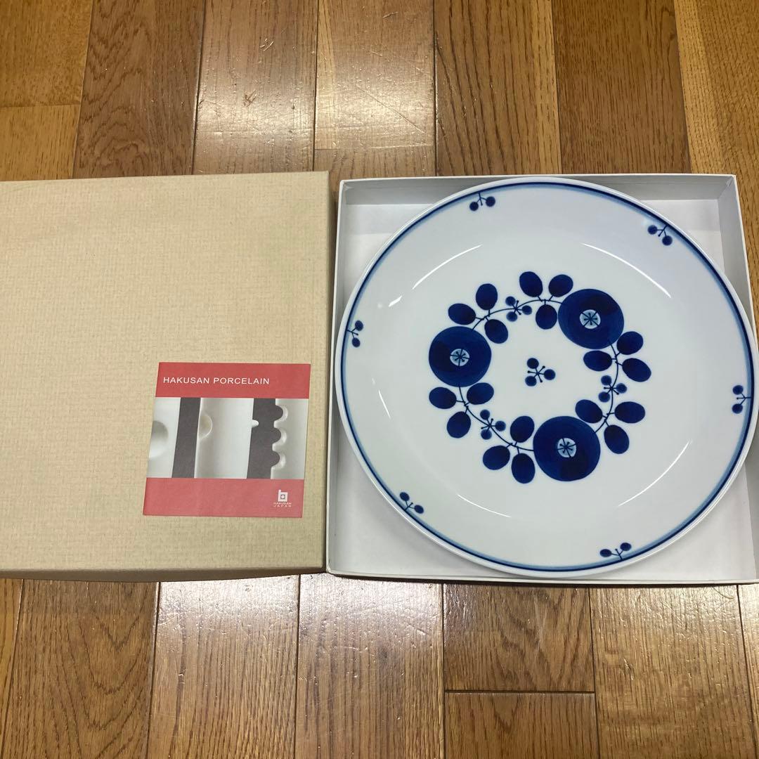 白山陶器 花柄 磁器皿 27cm