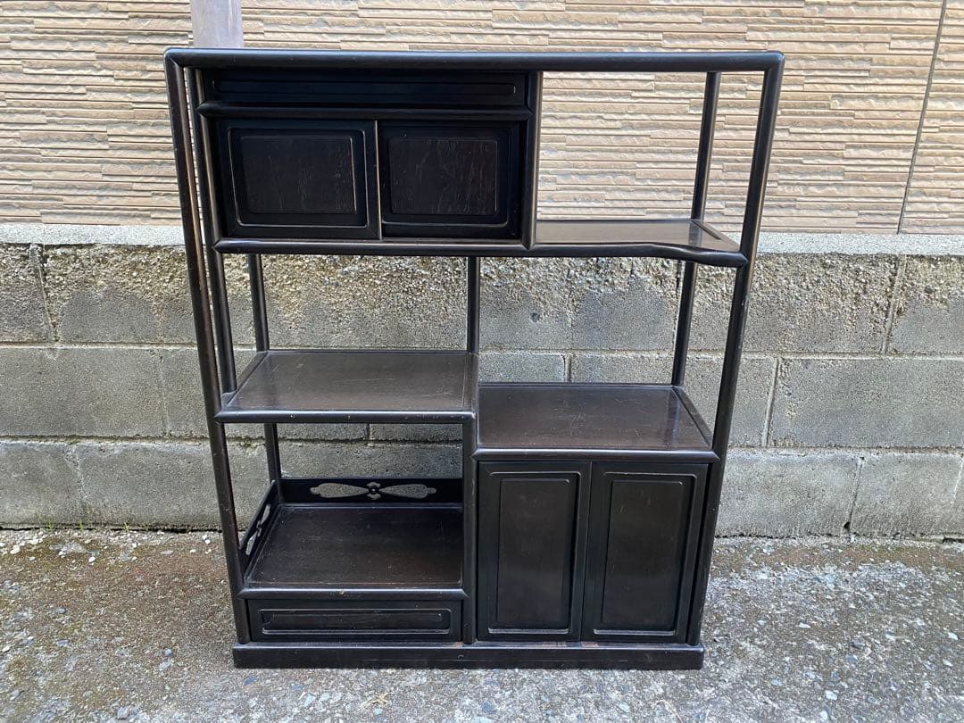 木製 飾り棚 和風 レトロ アンティーク 和室 収納 インテリアラック 状態込み