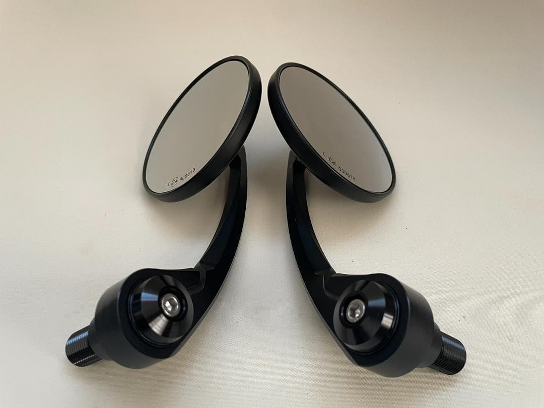 KiWAV ヤマハ車用 バーエンドミラー (エクリプス) 黒 16mmネジ式