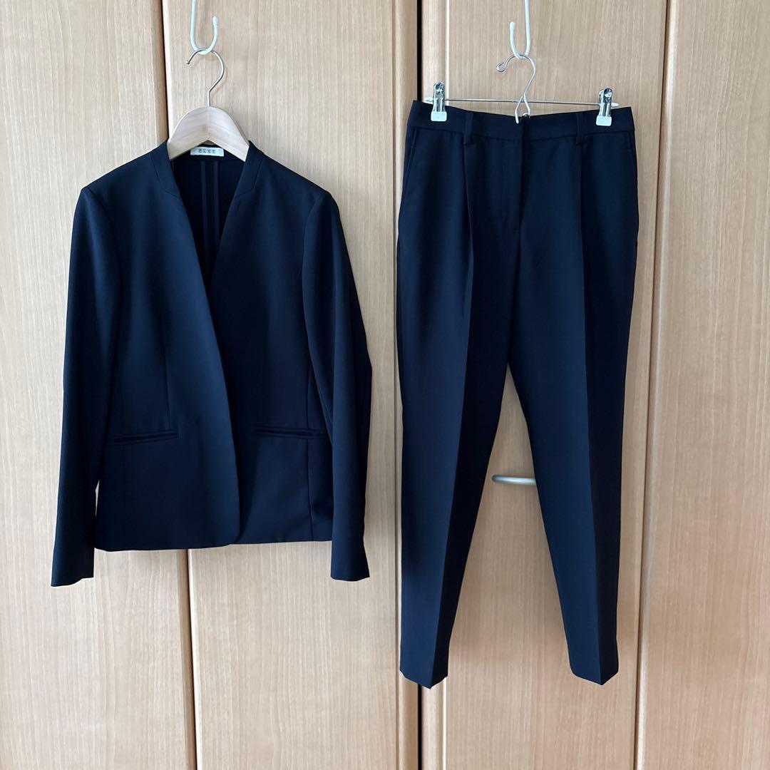 プラステ　2WAYライトストレッチ　ジャケット　パンツ　セットアップ　ネイビーS