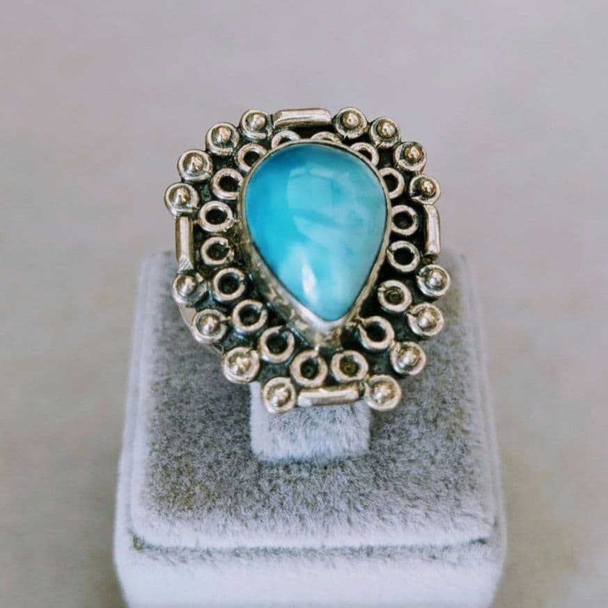 ✱NEW✱ トルコ製 ラリマー パワーストーン 天然石リング シルバー925