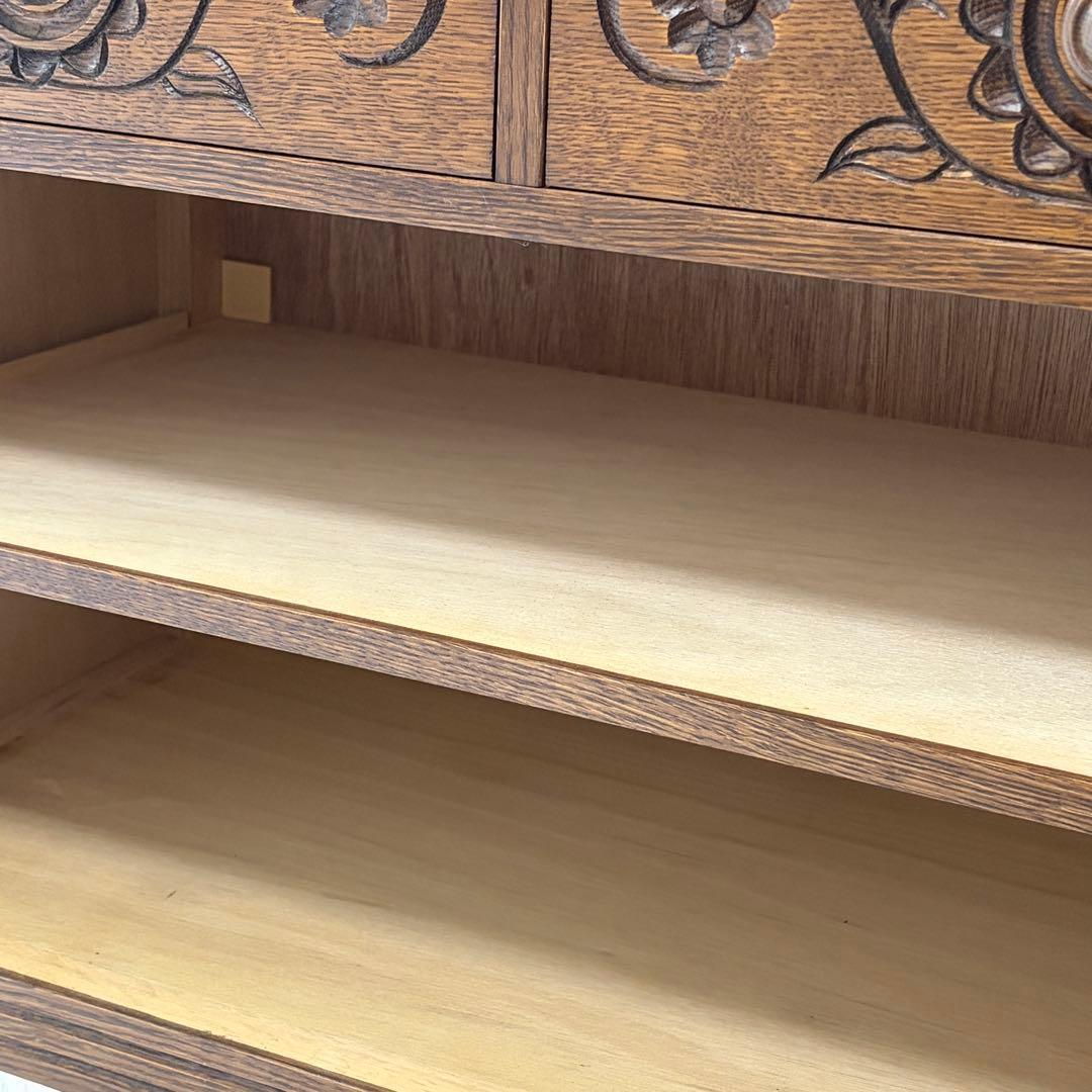 希少•高級 勇峰工芸 3段チェスト 花柄細工 引き出しスムーズ 天然木使用