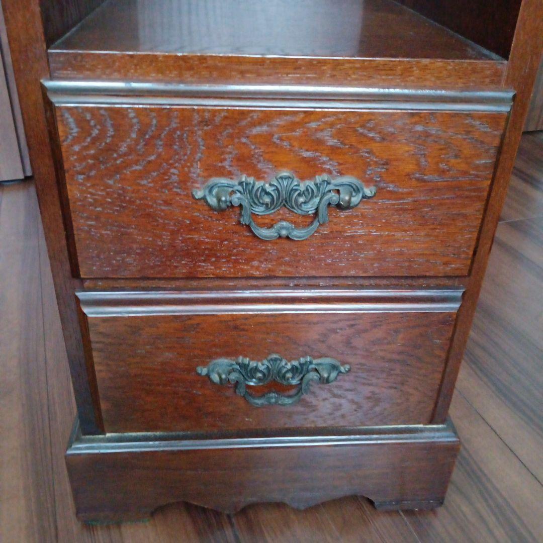 昭和レトロ家具 越後民芸 木製電話台・サイドチェスト高さ約86cm