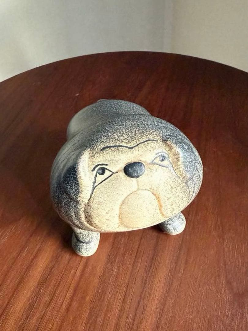 リサラーソン　ケンネルブルドッグ　陶器 置物 グレー 犬