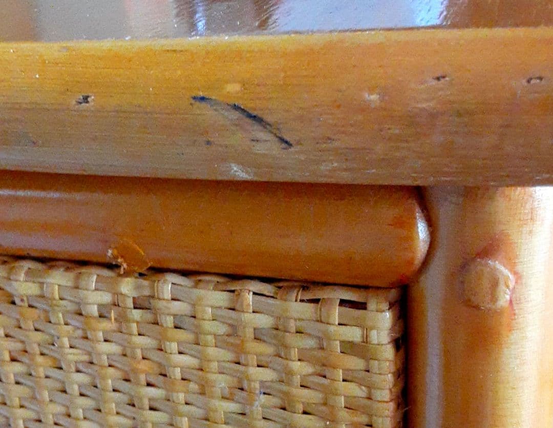 ラタン 藤 チェスト たんす テレホンラック　キャスター付