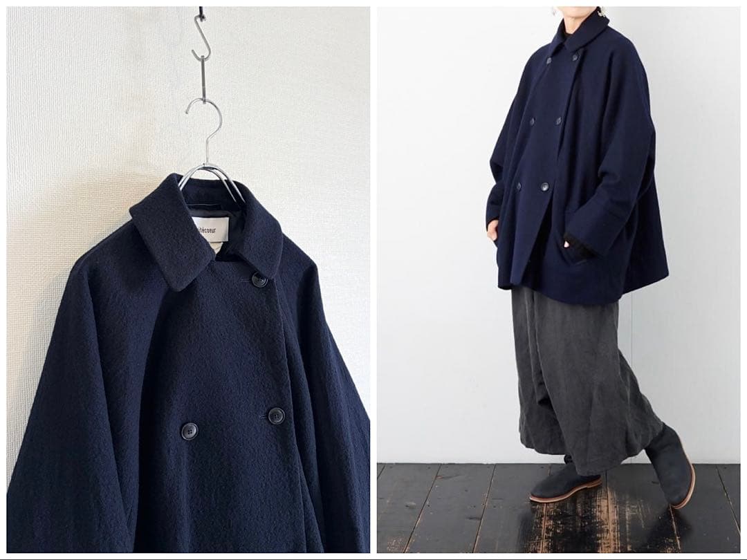 Veritecoeur ウール トラペーズライン ショートコート ゆったり