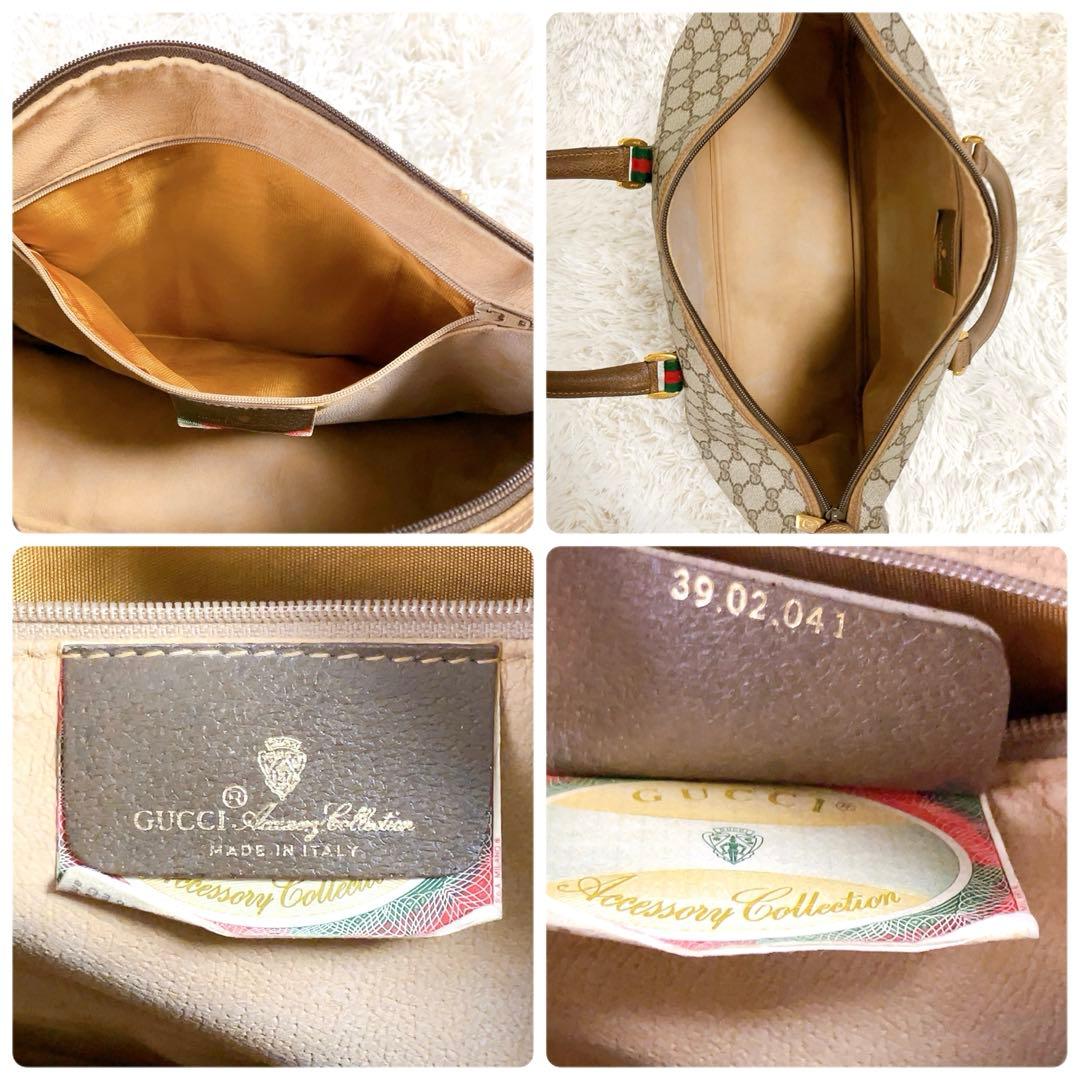 【超美品】GUCCI　ミニボストン　GG　インターロッキング　シェリー　ブラウン